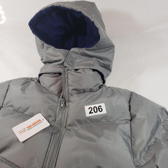 NWT Operation Warm Boys Gray Navy Blue Hooded Puffer Winter Jacket Coat 14/16 - Picture 7 of 7